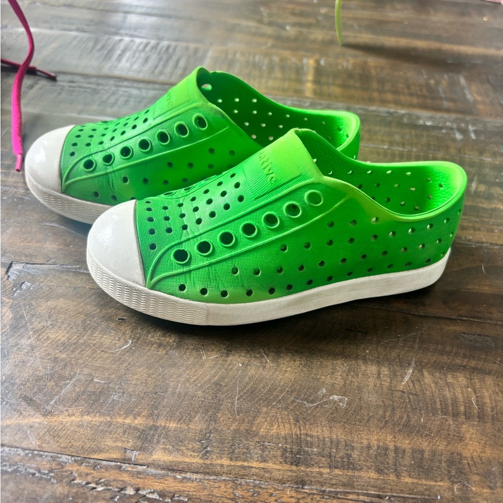 Native Shoes Green and White Perforated Sneakers